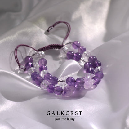 Amethyst Boho Bracelet,Double Stacked,8mm