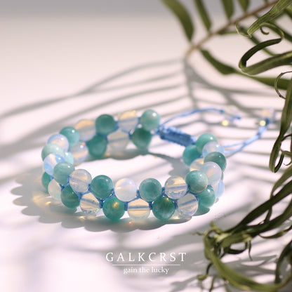 Amazonite & Opal Bracelet,Double Stacked, 8mm