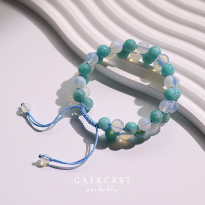 Amazonite & Opal Bracelet,Double Stacked, 8mm