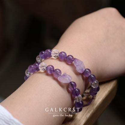 Amethyst Boho Bracelet,Double Stacked,8mm