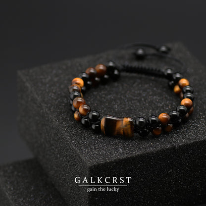 Tiger Eye & Black Obsidian Bracelet, Double Stacked, 6mm