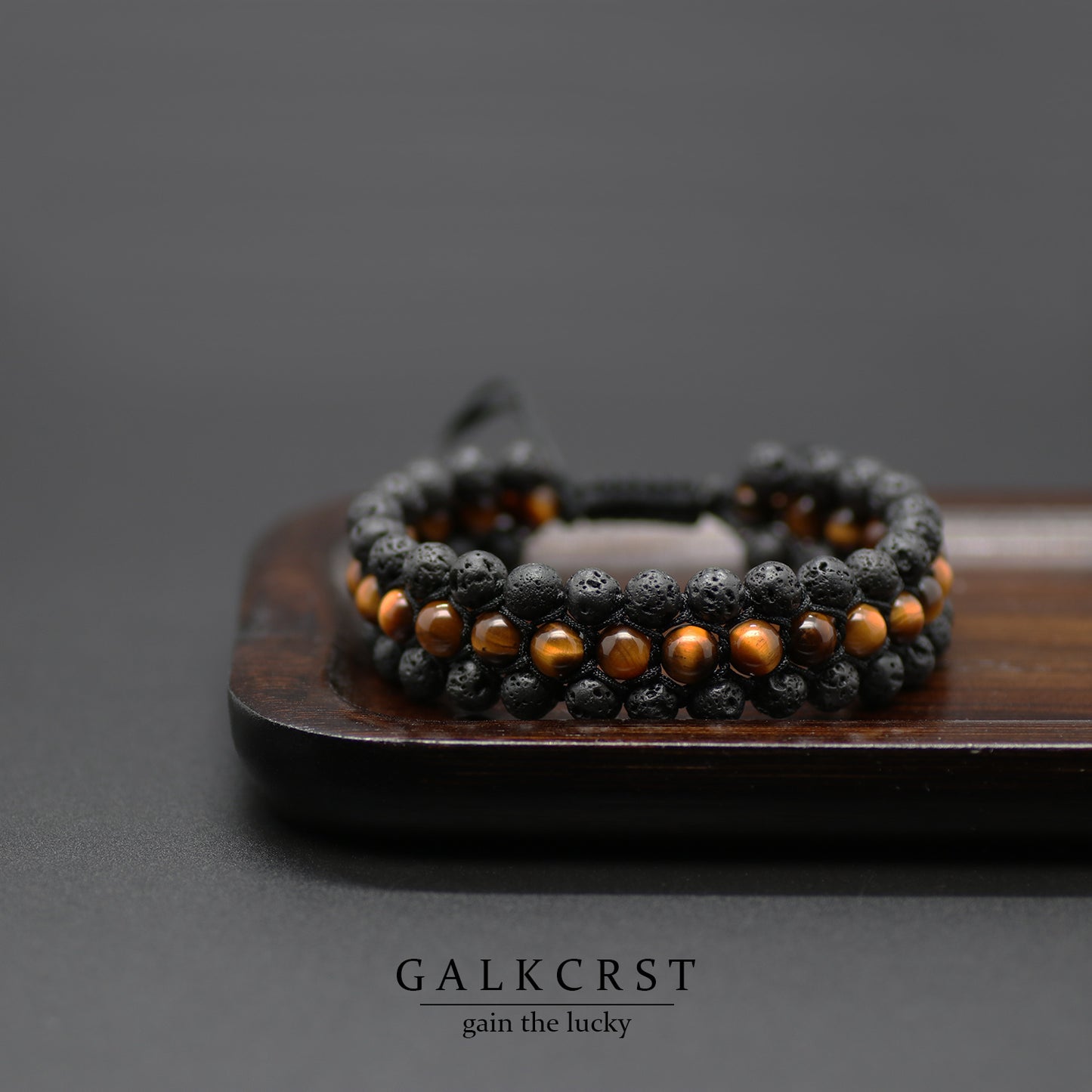 Tiger Eye & Lava Rock Bracelet, Triple Stacked, 6mm