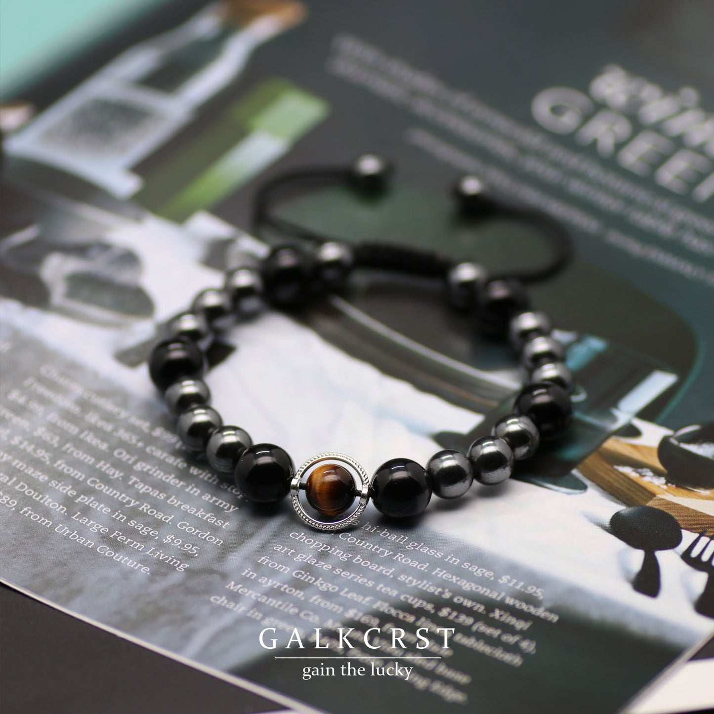 Black Obsidian, Tiger Eye & Hematite Bracelet