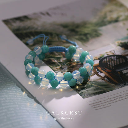 Amazonite & Opal Bracelet,Double Stacked, 8mm