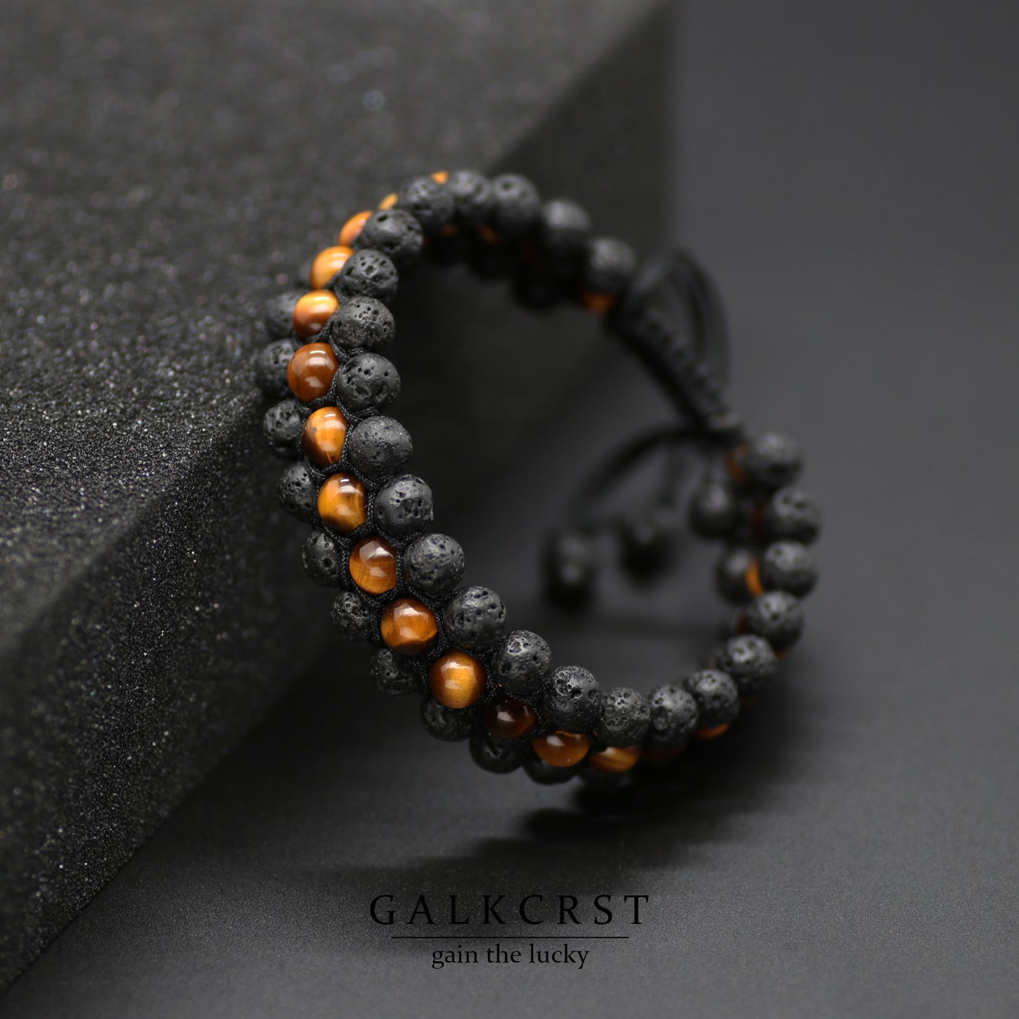 Tiger Eye & Lava Rock Bracelet, Triple Stacked, 6mm