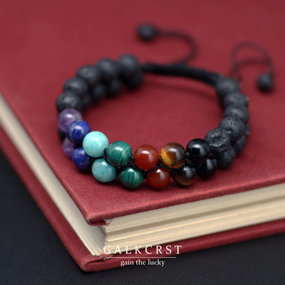 7 Chakra Healing Bracelet,Double Stacked, 8mm