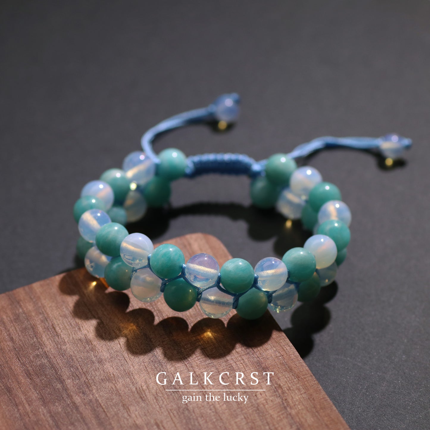 Amazonite & Opal Bracelet,Double Stacked, 8mm