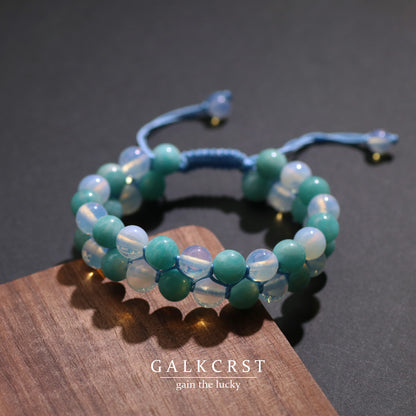 Amazonite & Opal Bracelet,Double Stacked, 8mm