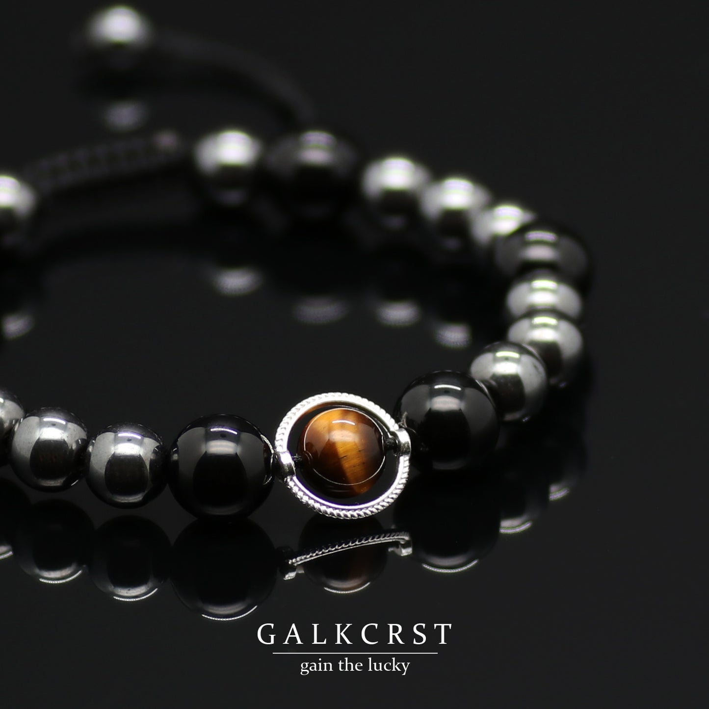 Black Obsidian, Tiger Eye & Hematite Bracelet