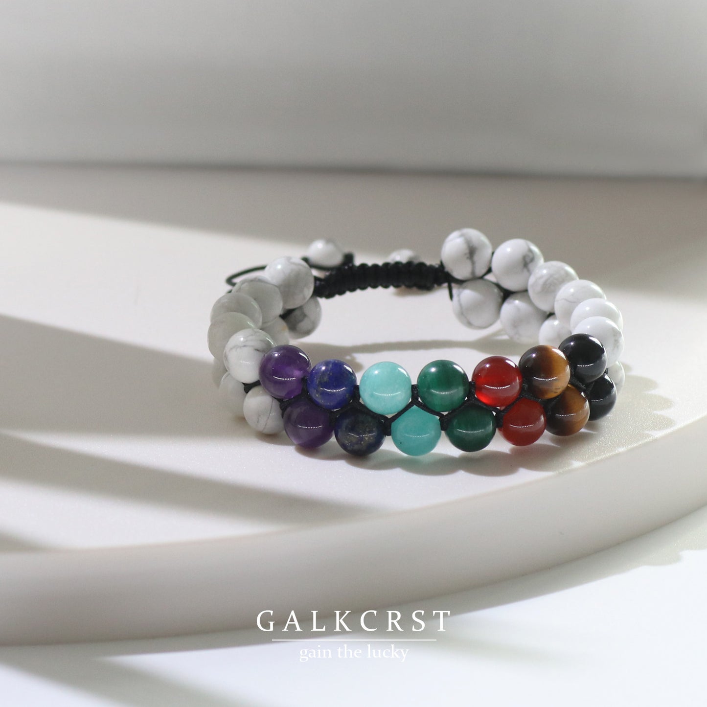 7 Chakra Healing Bracelet, Double Stacked, 8mm