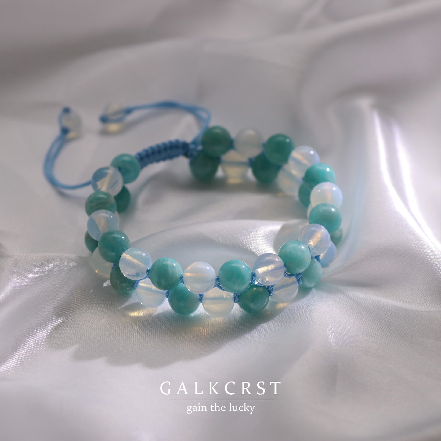 Amazonite & Opal Bracelet,Double Stacked, 8mm