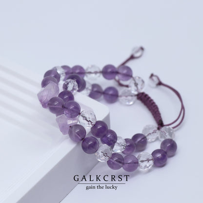 Amethyst Boho Bracelet,Double Stacked,8mm