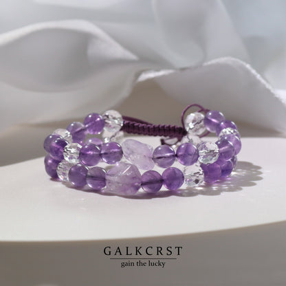 Amethyst Boho Bracelet,Double Stacked,8mm