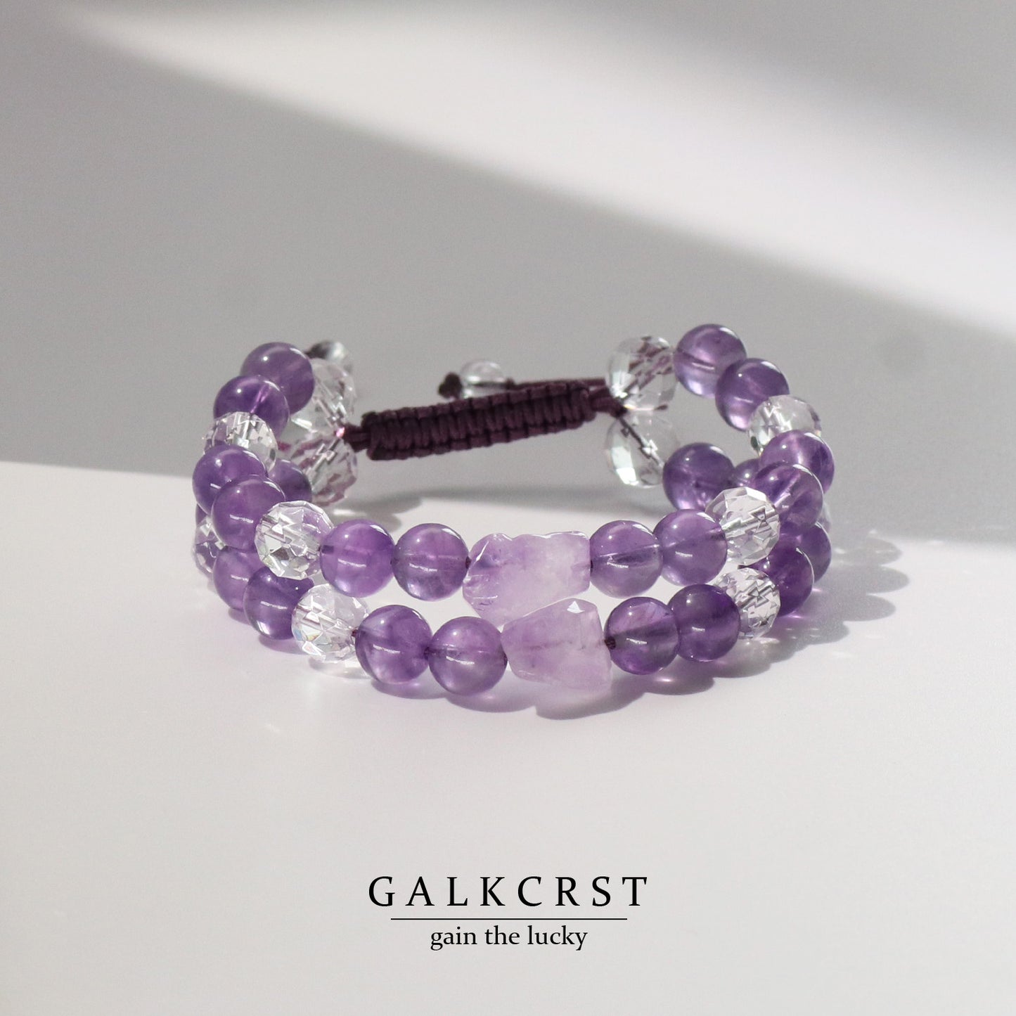 Amethyst Boho Bracelet,Double Stacked,8mm