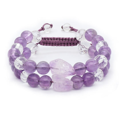 Amethyst Boho Bracelet,Double Stacked,8mm