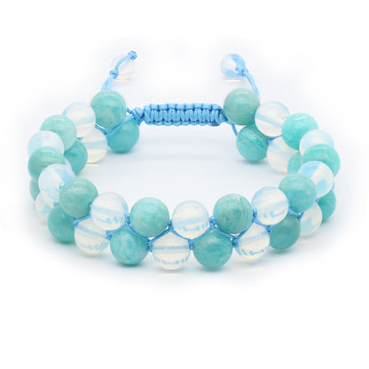 Amazonite & Opal Bracelet,Double Stacked, 8mm