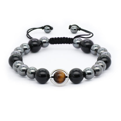 Black Obsidian, Tiger Eye & Hematite Bracelet